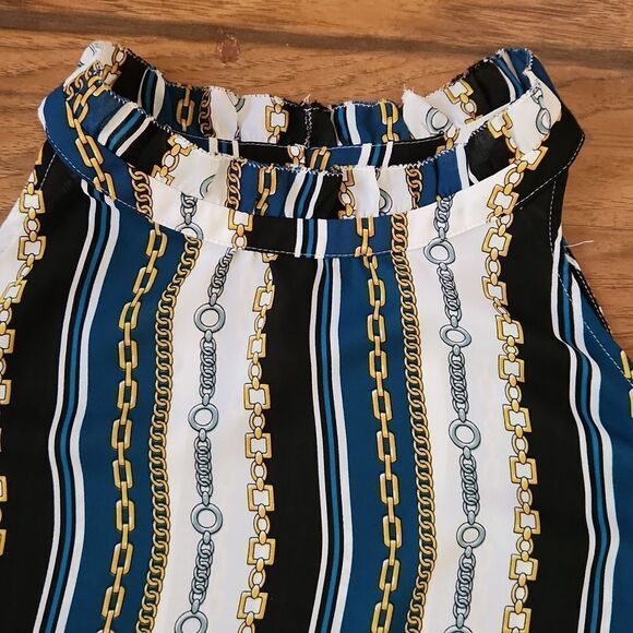 Apt 9 women's large lightweight sleeveless blouse white with chain patte… - Picture 2 of 6